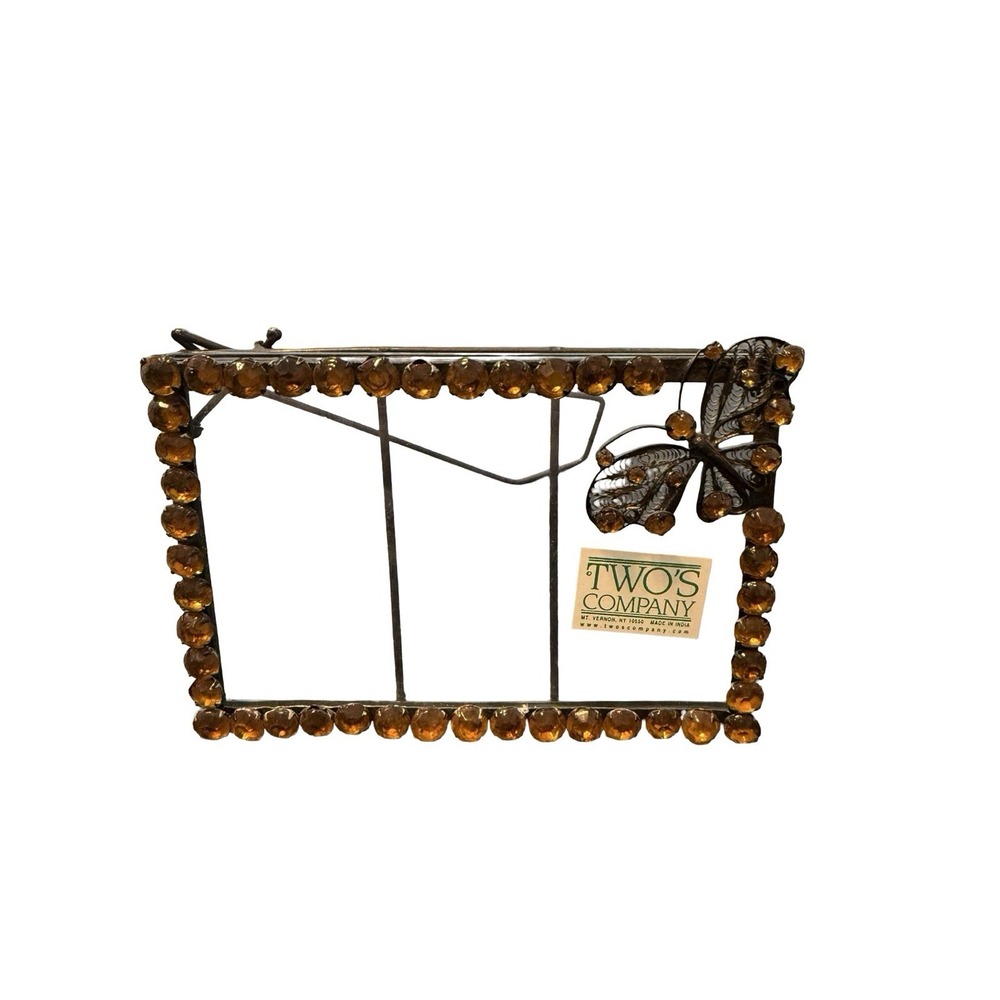 Two's Company Jeweled  Butterfly Picture Frame 5"x4"